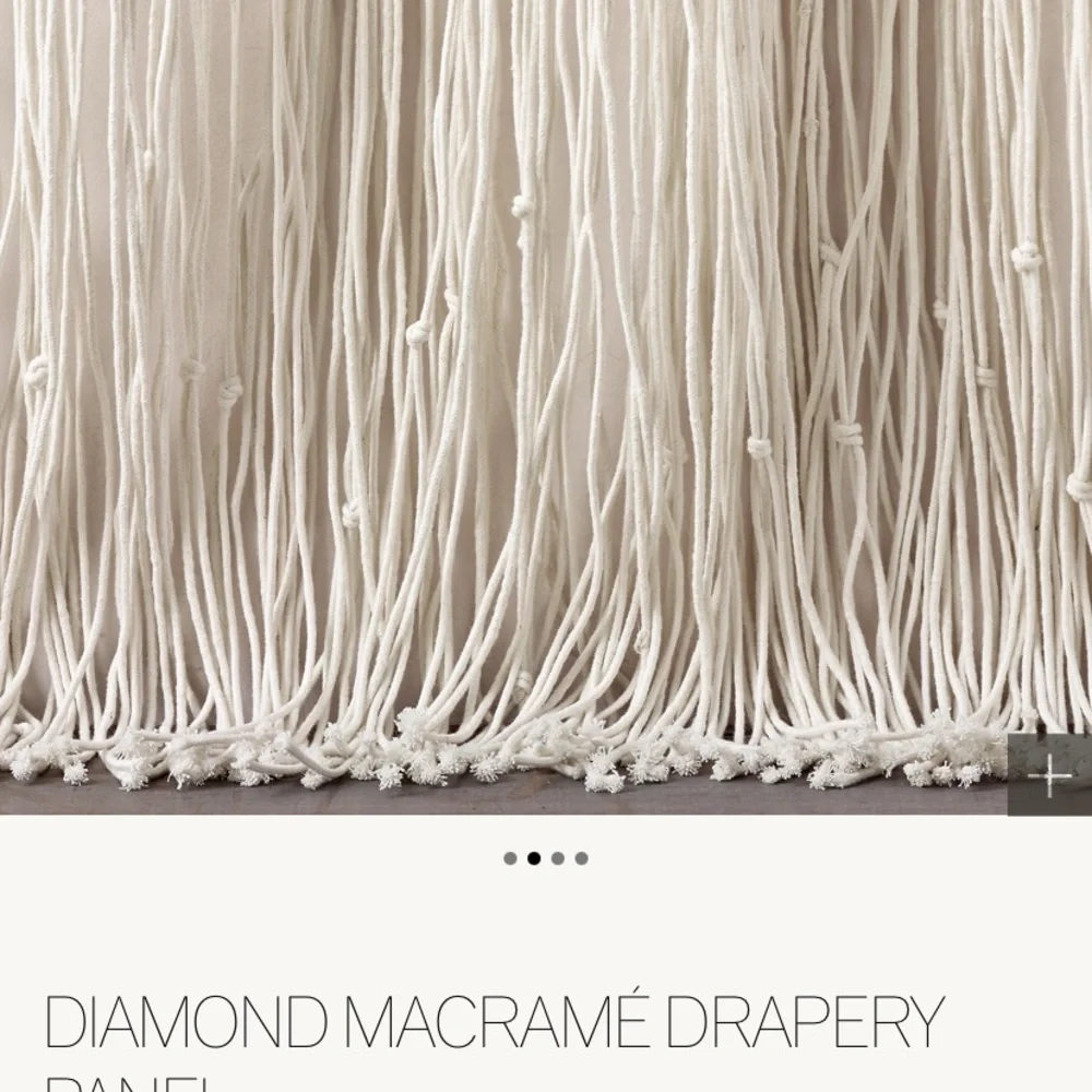 Restoration Hardware Diamond Macrame White Cotton Curtain panel50x96NFS reserved
